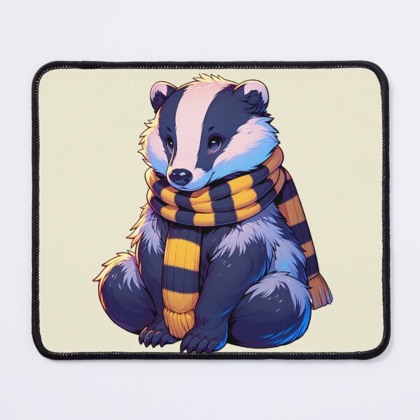 Item preview, Friendly Badger Wearing a Yellow and Black House Scarf designed and sold by 2ndSketch.