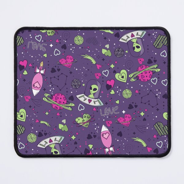 Item preview, valentines alien love ufo spaceship purple designed and sold by Gossip Rag.
