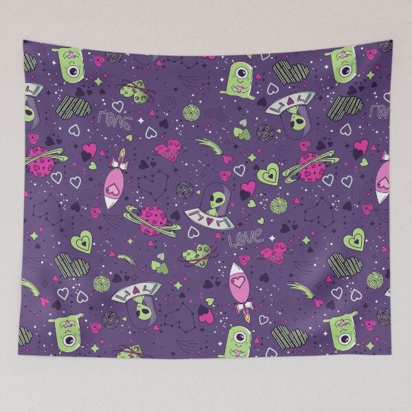 Item preview, valentines alien love ufo spaceship purple  designed and sold by Gossip Rag.