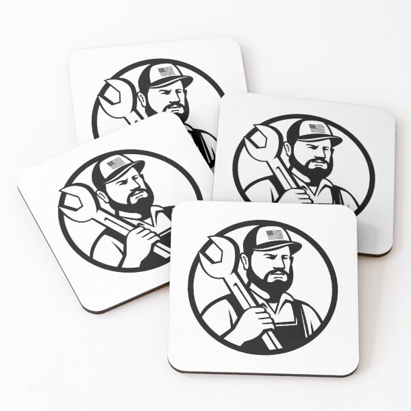 Item preview, American Hipster Mechanic with Spanner Circle Mascot Retro Style designed and sold by patrimonio.