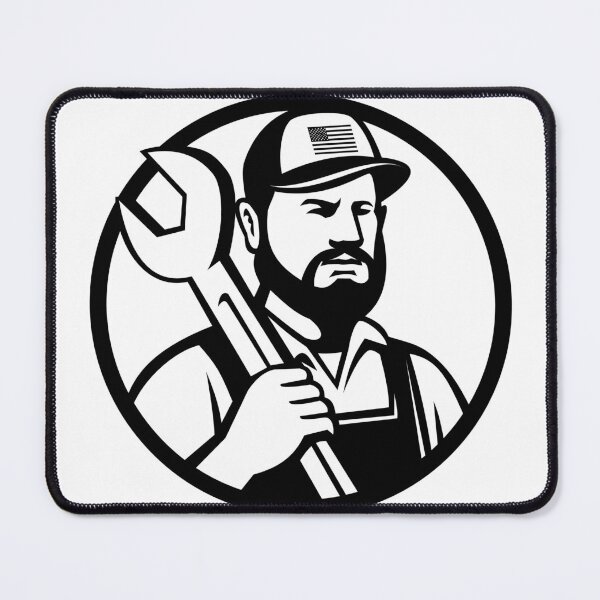 Item preview, American Hipster Mechanic with Spanner Circle Mascot Retro Style designed and sold by patrimonio.