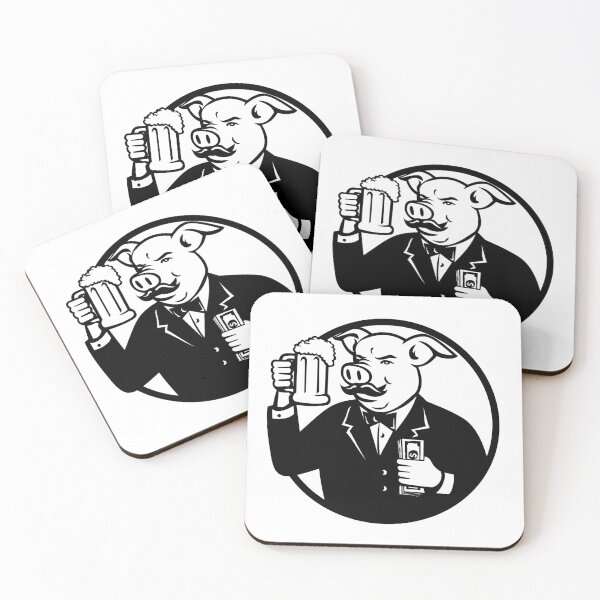 Item preview, Mister Pig Wearing Tuxedo Holding Beer Mug and Cash Mascot Retro designed and sold by patrimonio.