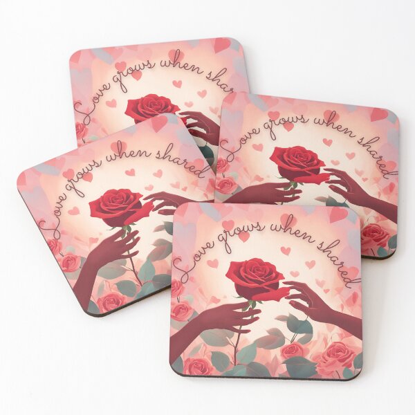 Item preview, Love Grows When Shared Romantic Rose Artwork designed and sold by cosmiccircles01.