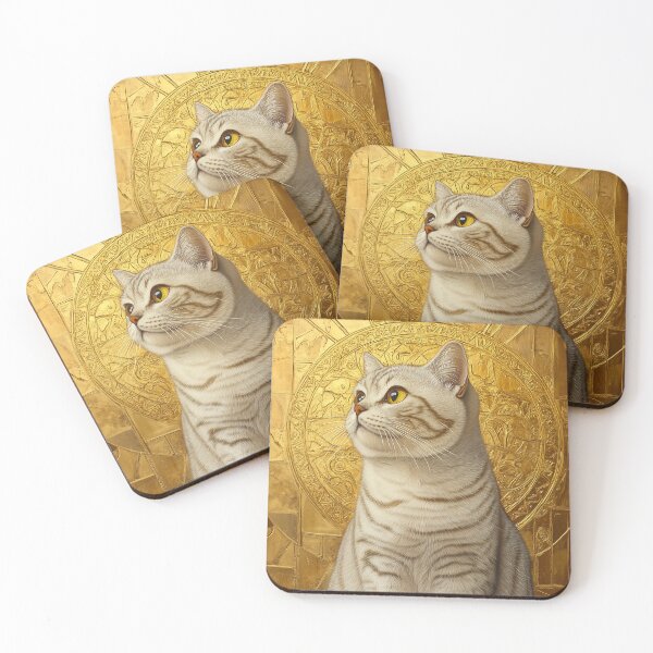 Item preview, Whimsical Klimt British Short Hair cat portrait2 designed and sold by peterlawrence13.