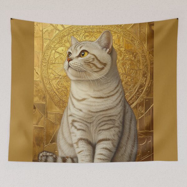 Item preview, Whimsical Klimt British Short Hair cat portrait2 designed and sold by peterlawrence13.