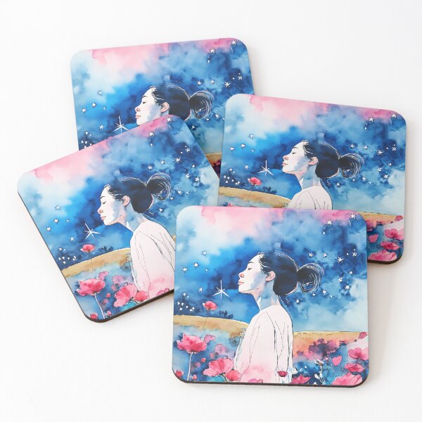 Item preview, Serene Daydreams: Watercolor Art of a Woman in a Field of Flowers designed and sold by soulfulpalette.