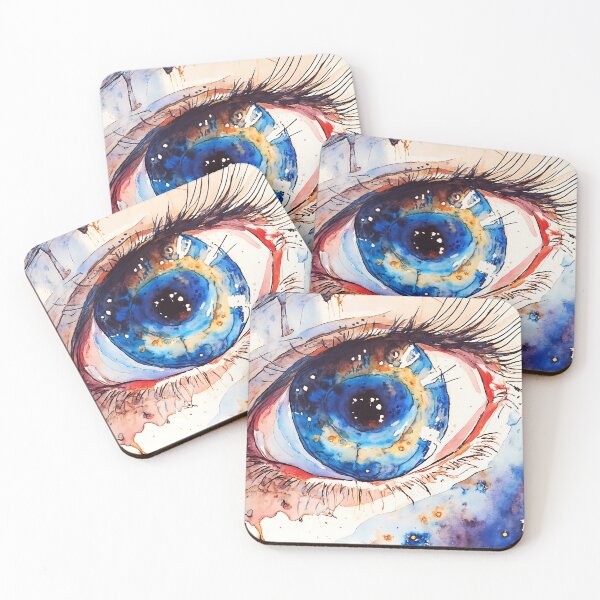 Item preview, Galactic Gaze: Watercolor Illustration of an Eye with the Universe Inside designed and sold by soulfulpalette.