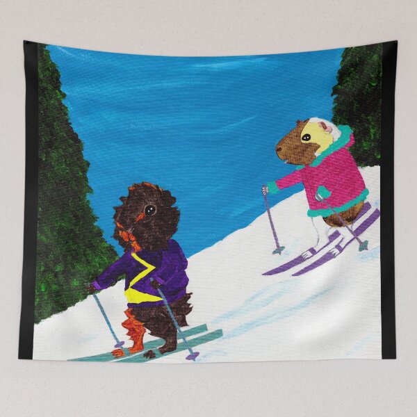 Item preview, Guinea Pig Snapshot - Wisting and Dagmar Skiing designed and sold by Guinea Pigs and Books.