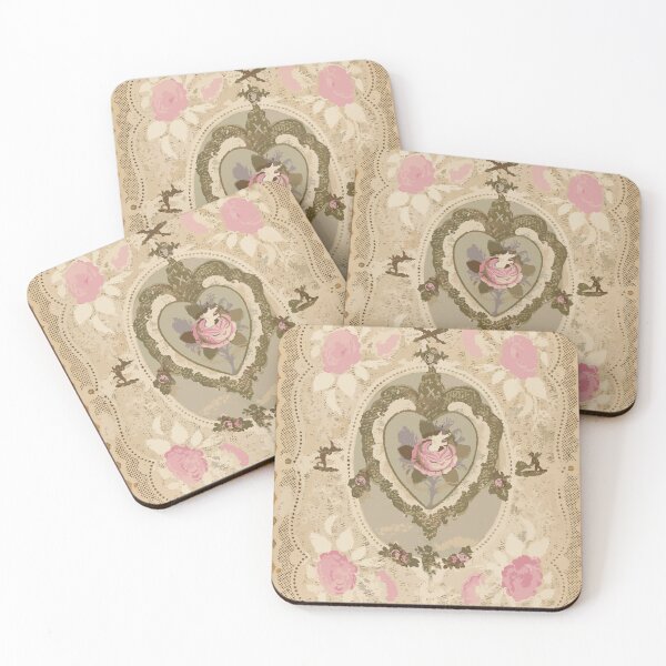 Item preview, Pink Flowers and Putti – Vintage Valentines Day Cards & Stickers designed and sold by QuteStuffHere.