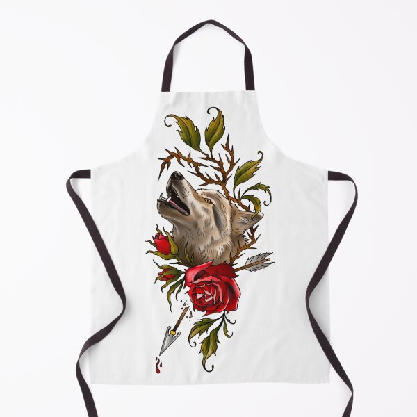 Item preview, ACOTAR Wolf Arrow Rose Neo-Traditional Tattoo Style Sticker designed and sold by SpookyTatBabe.