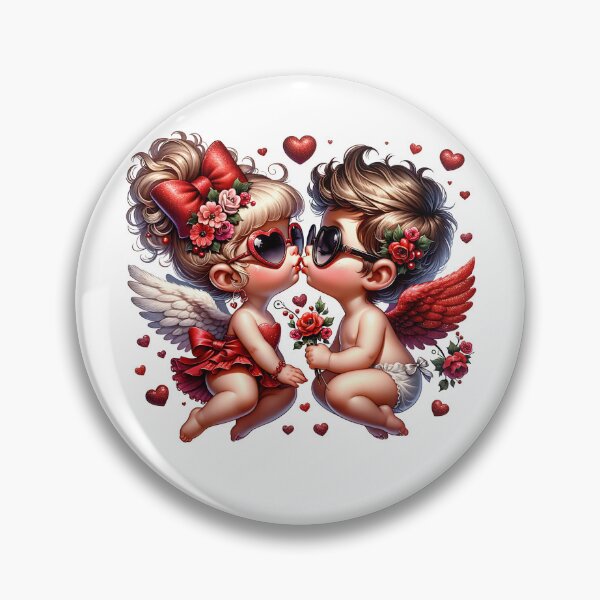 Item preview, Valentine Day sticker with  Adorable Cupids in Love designed and sold by EbyArts.