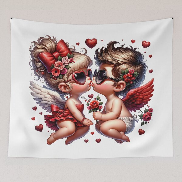 Item preview, Valentine Day sticker with  Adorable Cupids in Love designed and sold by EbyArts.