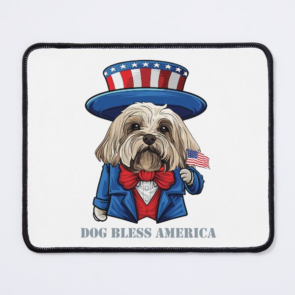 Item preview, Funny 4th of July Lhasa Apso Dog Bless America designed and sold by whyitsme.