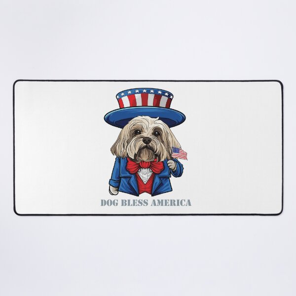 Item preview, Funny 4th of July Lhasa Apso Dog Bless America designed and sold by whyitsme.