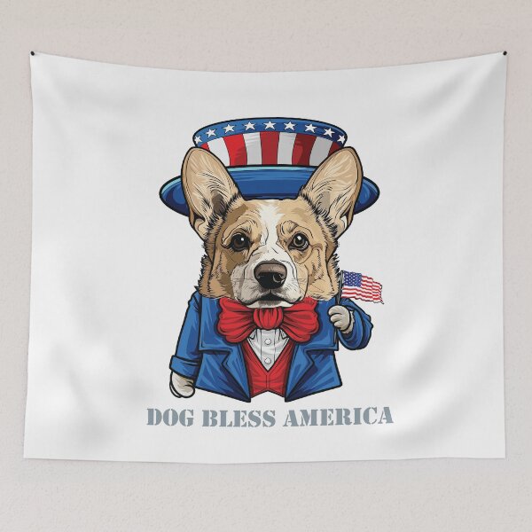 Item preview, Funny 4th of July Pembroke Welsh Corgi Dog Bless America designed and sold by whyitsme.