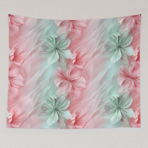 Item preview, Abstract flower seamless pattern of green, pink and white designed and sold by Lewis-mart.