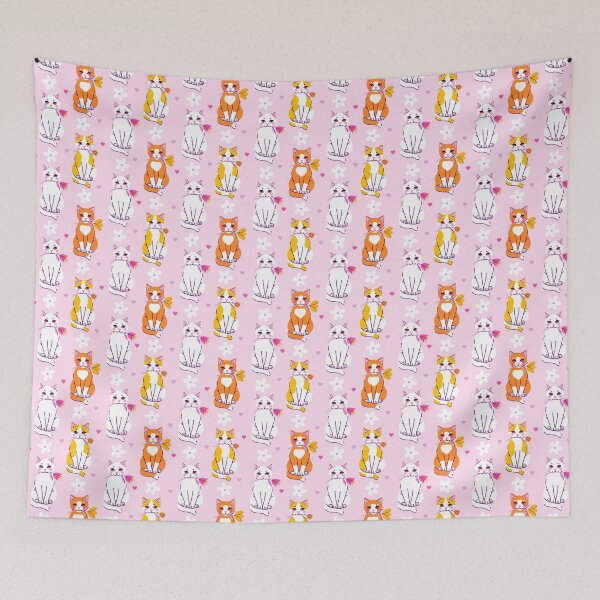 Item preview, cute sitting cats with flowers designed and sold by burbura.