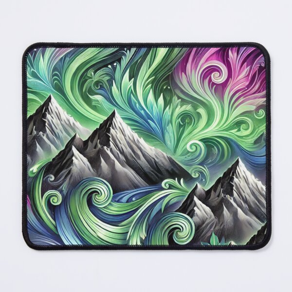 Item preview, Ethereal Aurora Borealis Over Mountain Peaks designed and sold by Traloch O'Laoi.