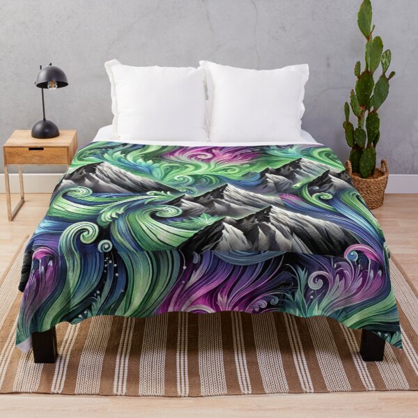Item preview, Ethereal Aurora Borealis Over Mountain Peaks designed and sold by Traloch O'Laoi.