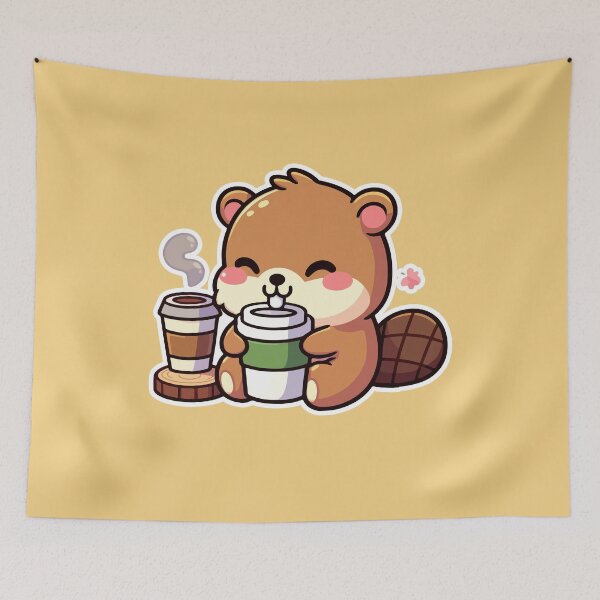 Item preview, Kawaii Cute Beaver Drinking Coffee 1 | Pet and Animals for Men and Women t-shirt designed and sold by panchiTWO.