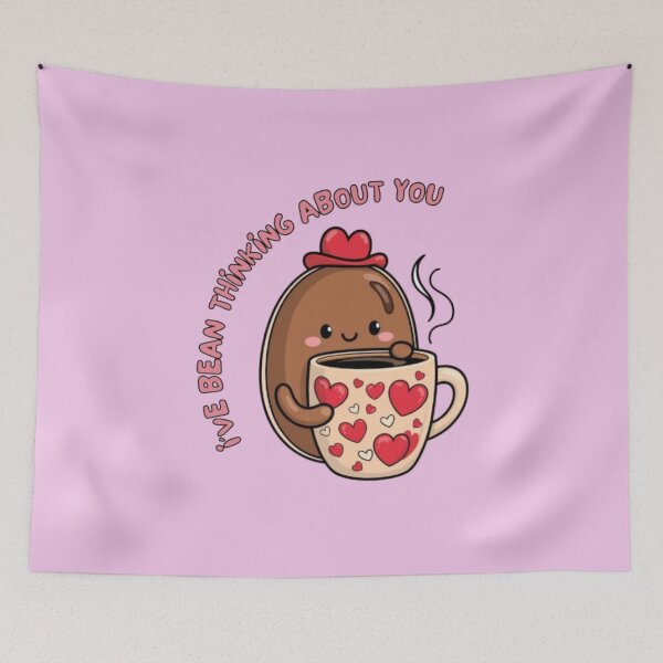 Item preview, I've Bean Thinking About You - Valentine Coffee Pun designed and sold by LMoonDesigns.