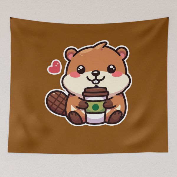 Item preview, Kawaii Cute Beaver Drinking Coffee 2 | Pet and Animals for Men and Women t-shirt designed and sold by panchiTWO.