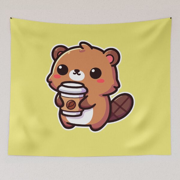 Item preview, Kawaii Cute Beaver Drinking Coffee 3 | Pet and Animals for Men and Women t-shirt designed and sold by panchiTWO.