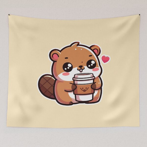 Item preview, Kawaii Cute Beaver Drinking Coffee 4 | Pet and Animals for Men and Women t-shirt designed and sold by panchiTWO.