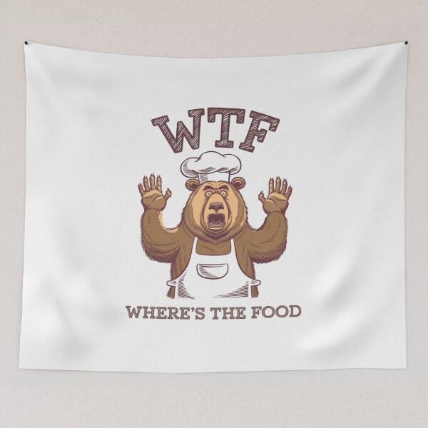 Item preview, Hungry Bear's Meltdown, WTF, Where’s the Food, funnyfits70, Humor, Funny, retro, vintage, funny quotes, animal humor, designed and sold by FunnyFits70.