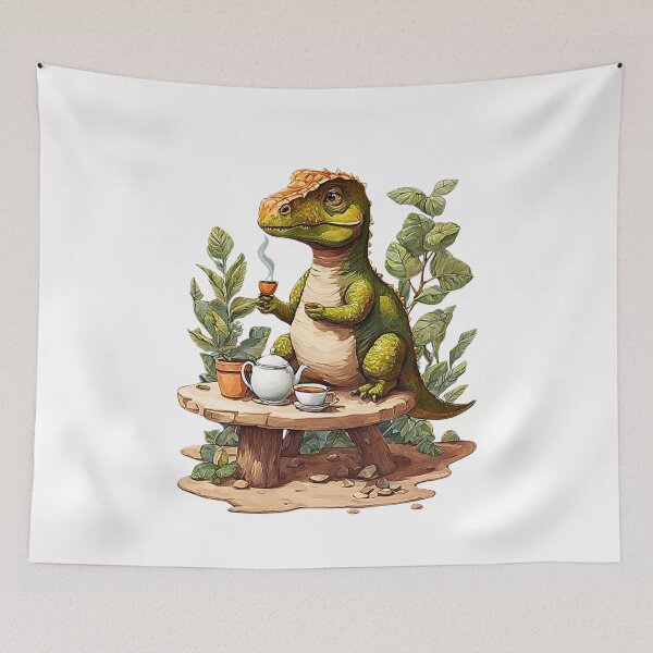 Item preview, Tea-Sipping Dinosaur designed and sold by ELzor Arts.