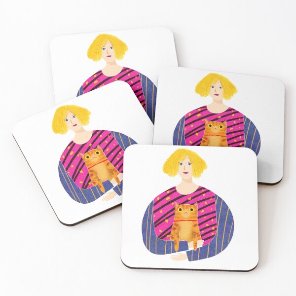 Item preview, Woman and a Cat Custom Art Print designed and sold by juno-crafts.
