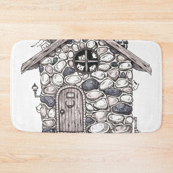 Item preview, vintage watercolor abandoned old house and cat ghosts designed and sold by ETHER1997.