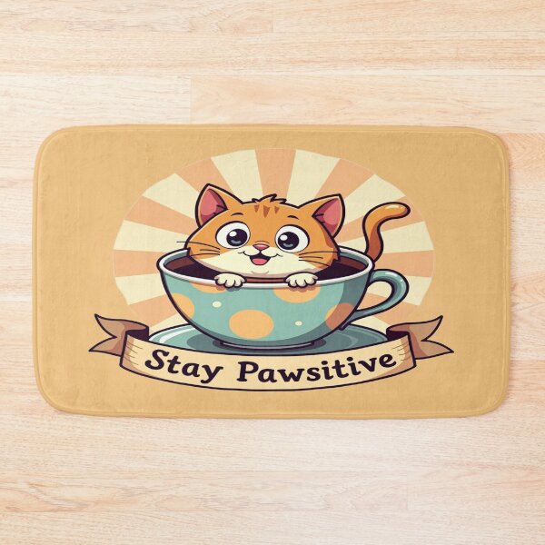 Item preview, Stay pawsitive cartoon cat  designed and sold by quotesdesignss.