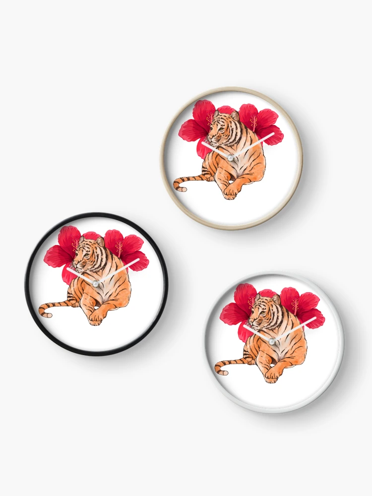 Thumbnail 3 of 4, Clock, Amazing Tiger Sticker designed and sold by hsstudio2025.