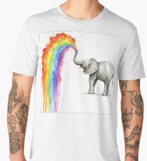 Baby Elephant Spraying Rainbow Men's Premium T-Shirt
