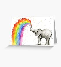 Baby-Elefant-Sprühregenbogen Grußkarte