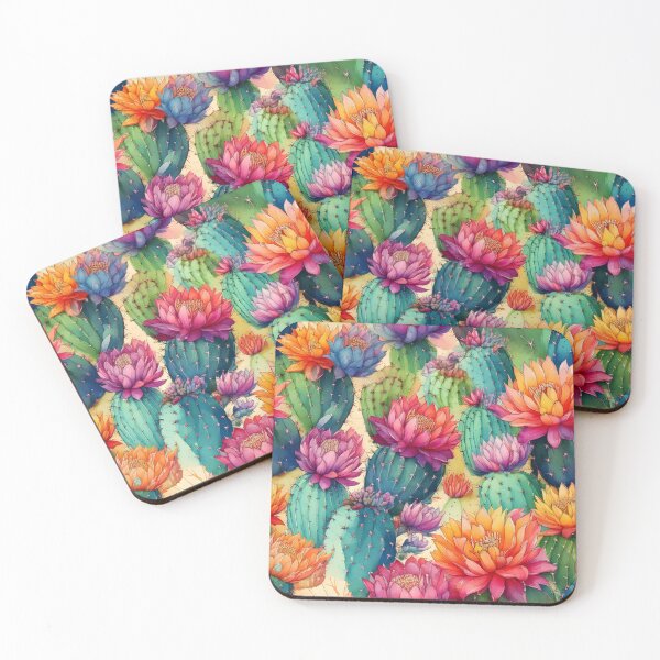 Item preview, Cactus blooms in rainbow colors with soft watercolor gradients designed and sold by Designbes.
