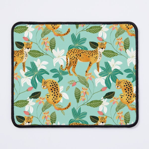 Item preview, Cheetah Jungle, Wildlife Nature Wild Cats Tigers Leopard Botanical Animals Mint Quirky Illustration designed and sold by 83oranges.com.