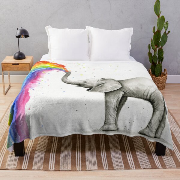 Item preview, Baby Elephant Spraying Rainbow designed and sold by Olga Shvartsur.