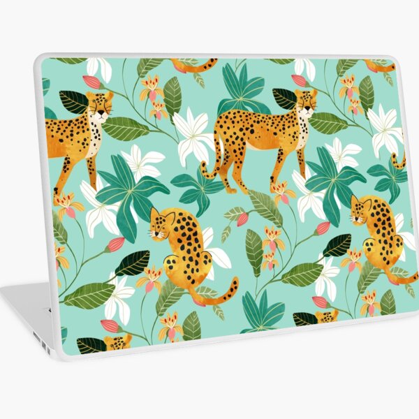 Aperçu de l'œuvre Guépard Jungle, Faune Nature Chats Sauvages Tigres Léopard Animaux Botaniques Menthe Illustration Quirky créée et vendue par 83oranges.