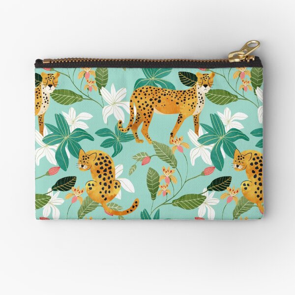 Item preview, Cheetah Jungle, Wildlife Nature Wild Cats Tigers Leopard Botanical Animals Mint Quirky Illustration designed and sold by 83oranges.