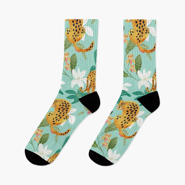 Item preview, Cheetah Jungle, Wildlife Nature Wild Cats Tigers Leopard Botanical Animals Mint Quirky Illustration designed and sold by 83oranges.com.