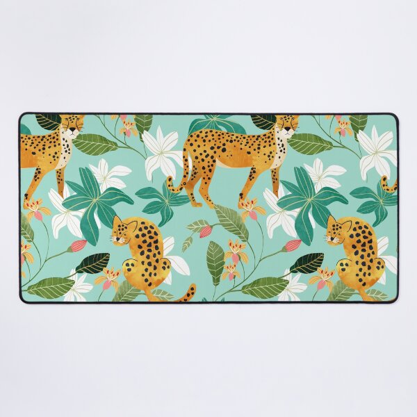 Item preview, Cheetah Jungle, Wildlife Nature Wild Cats Tigers Leopard Botanical Animals Mint Quirky Illustration designed and sold by 83oranges.com.