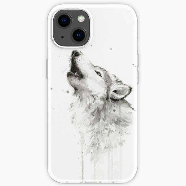 Wolf Howling Watercolor iPhone Soft Case
