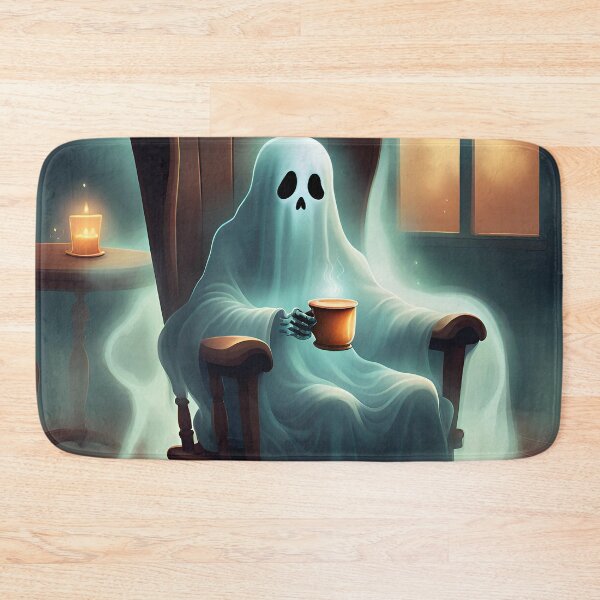 Item preview, Cozy Ghost with Tea | Halloween Illustration - Cute and spooky art for fans of autumn, mystical decoration and gothic style designed and sold by GrimmHaven.