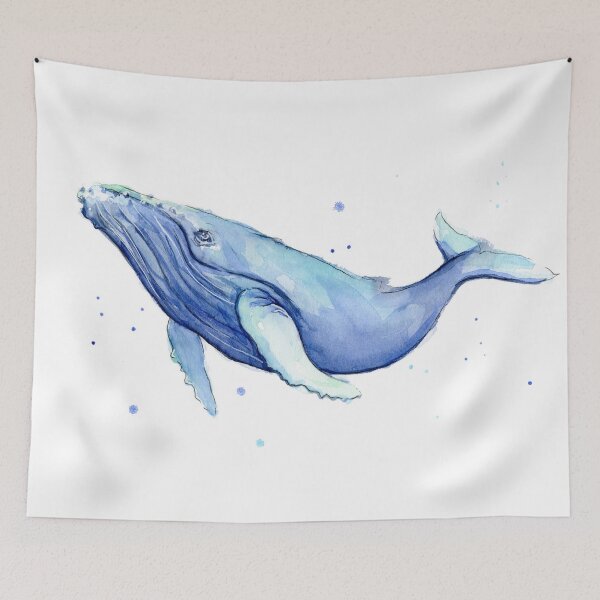Item preview, Humpback Whale Blue Watercolor Painting designed and sold by Olga Shvartsur.