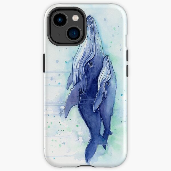 Humpback Whale Mom and Baby Painting iPhone Tough Case
