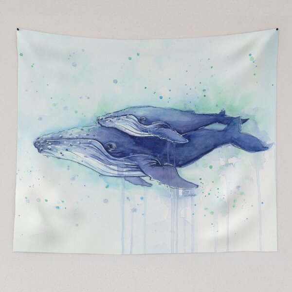 Item preview, Humpback Whale Mom and Baby Painting designed and sold by Olga Shvartsur.