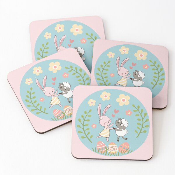 Artikelvorschau, Frohe Ostern: Kawaii-Kaninchen, bemaltes Ei und süßes Schaf-Design entworfen und verkauft von HippoInkStudio.