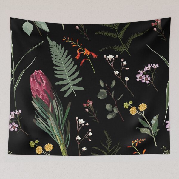 Item preview, Simple herbal pattern with protea flowers and Eucalyptus silver dollar. designed and sold by MatyKotiv.
